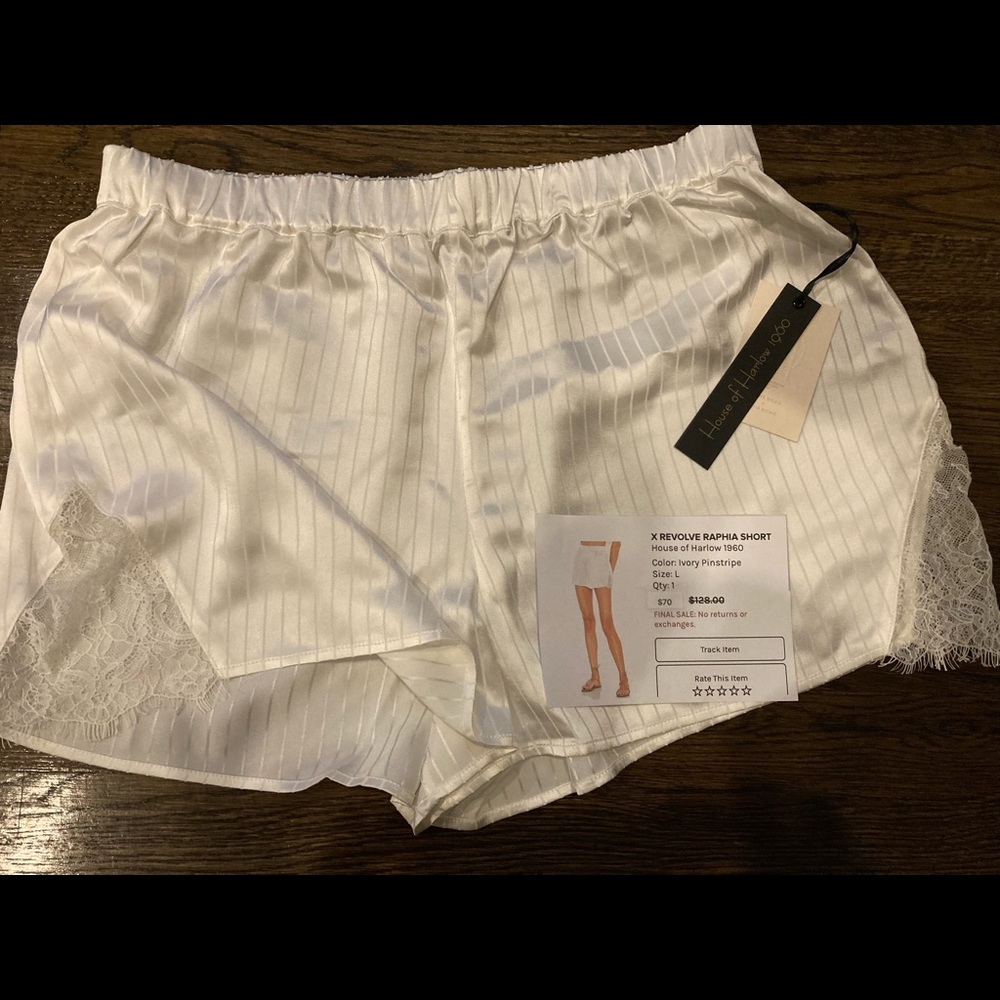 House of Harlow White Pajamas Shorts with Lace trim